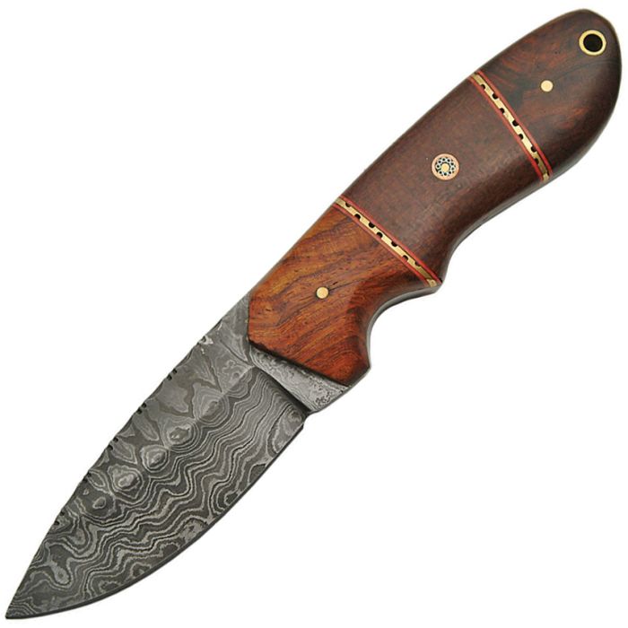 Damascus Hunter Micarta Rosewood