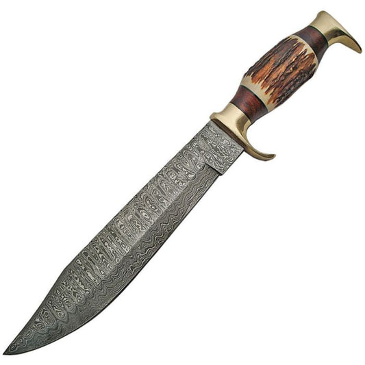 Damascus-Stag Bowie Damascus