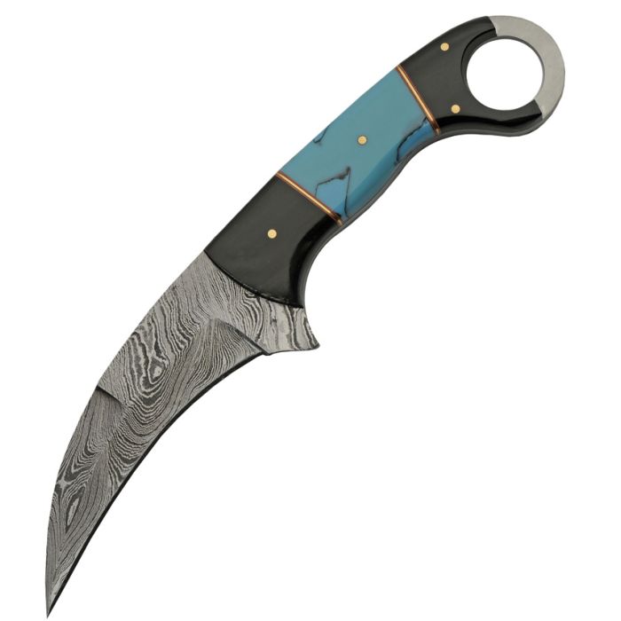 Damascus Karambit Horn/Turquoise