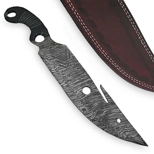 Sumatran Tiger Full Tang Damascus Steel Gut Hook Machete Hunting Knife