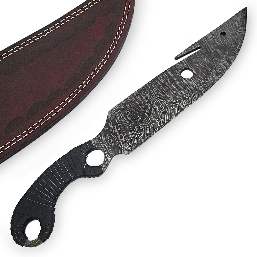 Sumatran Tiger Full Tang Damascus Steel Gut Hook Machete Hunting Knife