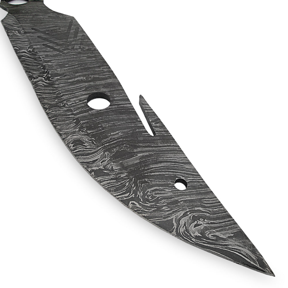 Sumatran Tiger Full Tang Damascus Steel Gut Hook Machete Hunting Knife