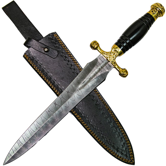 Noble Strategist Medieval Hand Forged Damascus Steel Templar Viking Ceremonial Knife Dagger