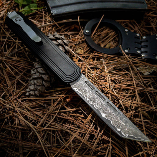 Webs We Weave Damascus Steel Dual Action Automatic Out The Front Pocket Knife