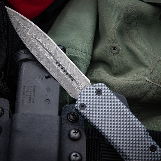 Free Runner Damascus OTF Out the Front Automatic Knife