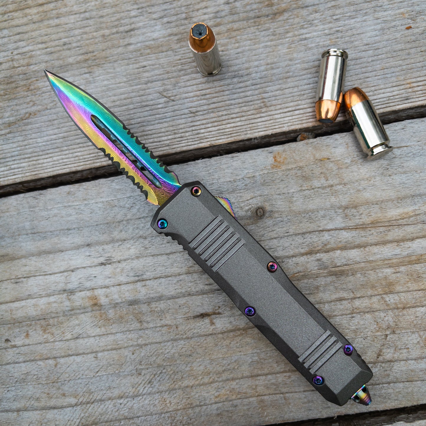 Antidote Titanium Damascus Steel Compact Out The Front Knife