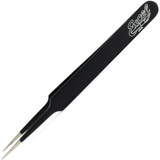 Excel Blades Straight Point Tweezers Black