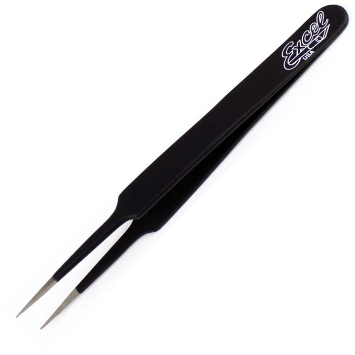 Excel Blades Straight Point Tweezers Black