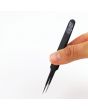 Excel Blades Straight Point Tweezers Black