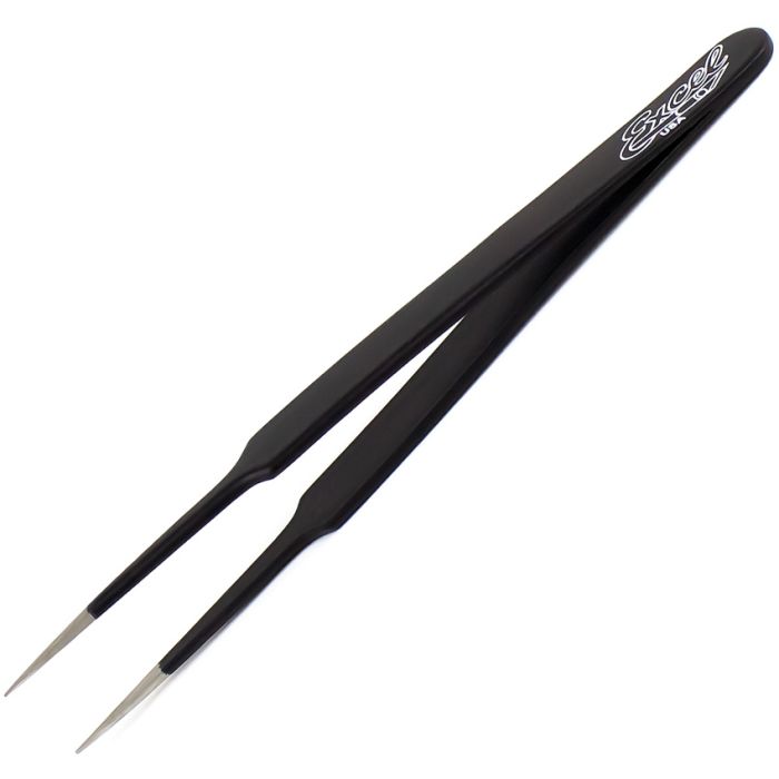 Excel Blades Straight Point Tweezers Black