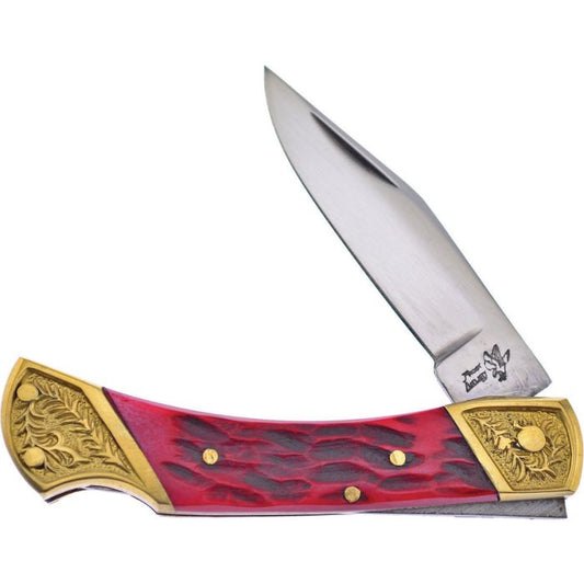 Frost Cutlery Lockback Red Jig Bone