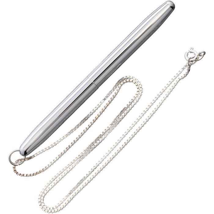 Fisher Space Pen Chrome Bullet Pen w Neck Chain