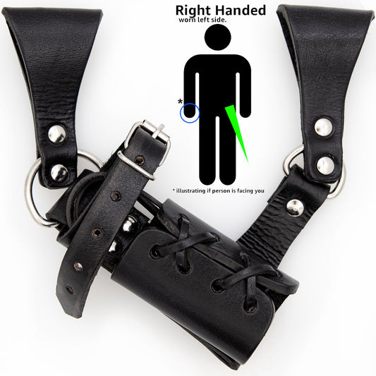 Right-Handed Universal Adjustable Bovine Leather Sword Frog | Black