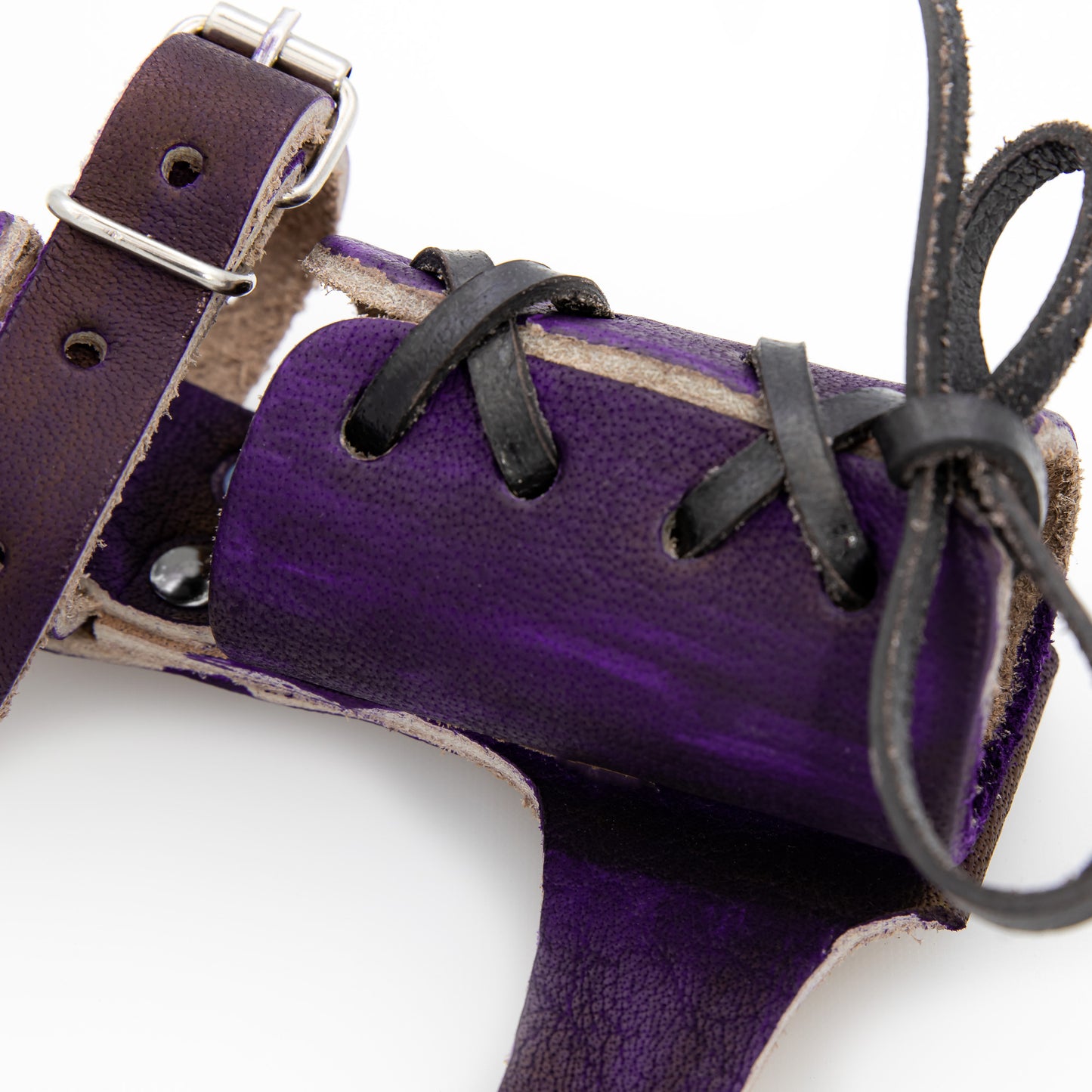 Left-Handed Universal Adjustable Bovine Leather Sword Frog | Purple