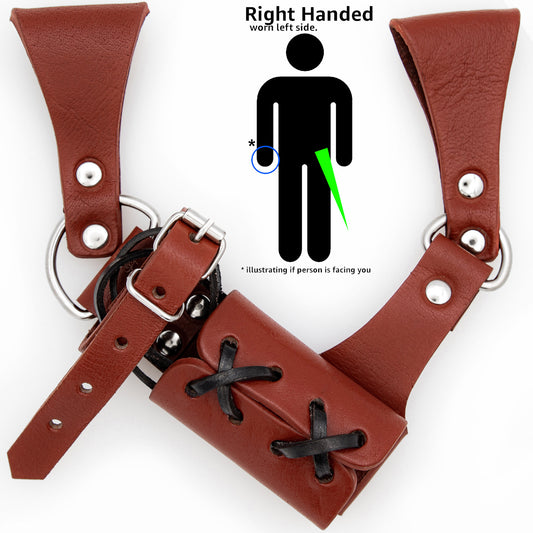 Right-Handed Universal Adjustable Bovine Leather Sword Frog | Maroon