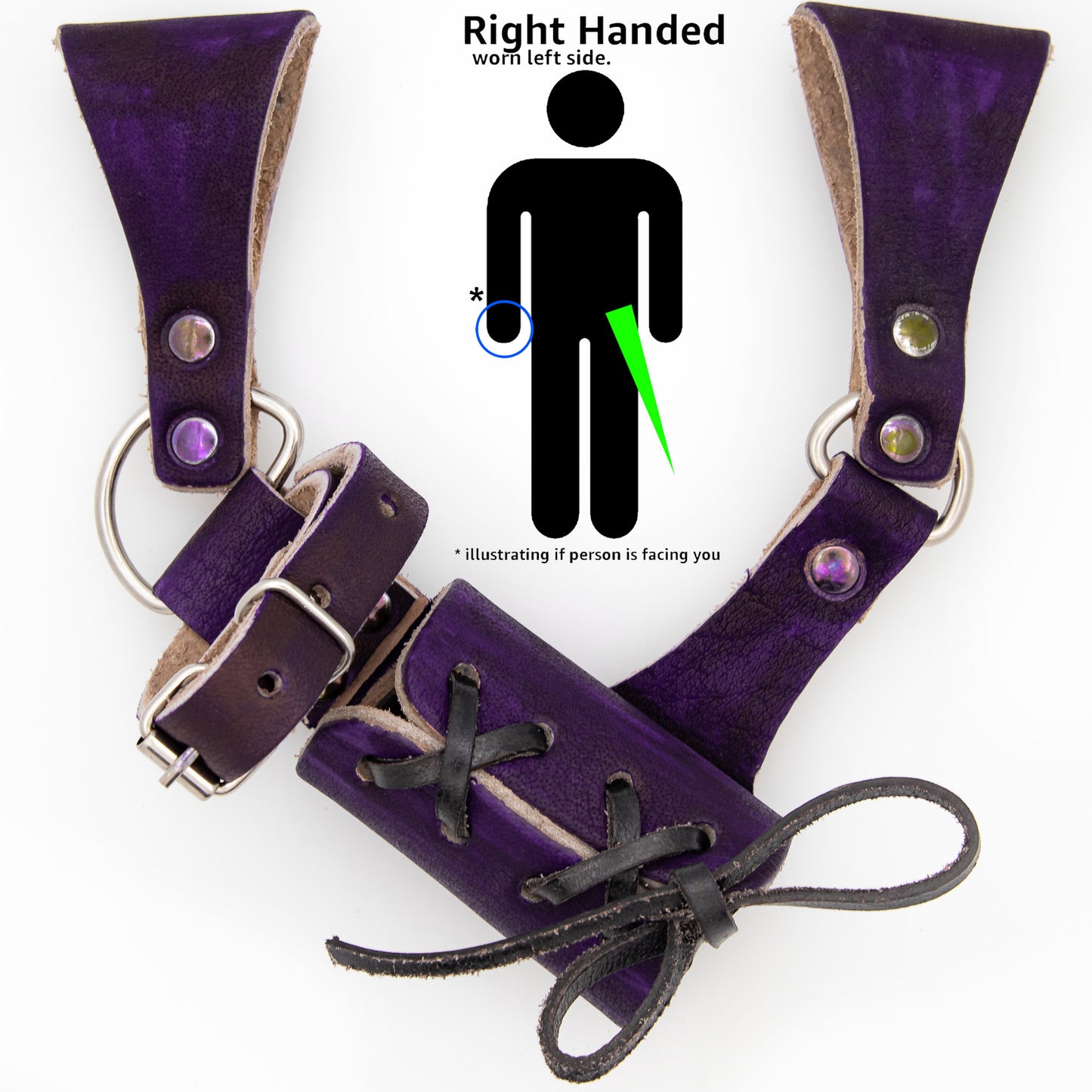 Right-Handed Universal Adjustable Bovine Leather Sword Frog | Purple