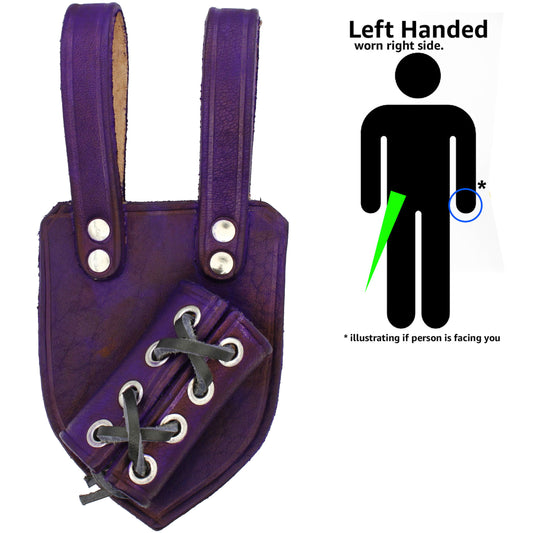 Left-Handed Genuine Leather Universal Diagonal Dagger Rapier Sabre Frog | Purple