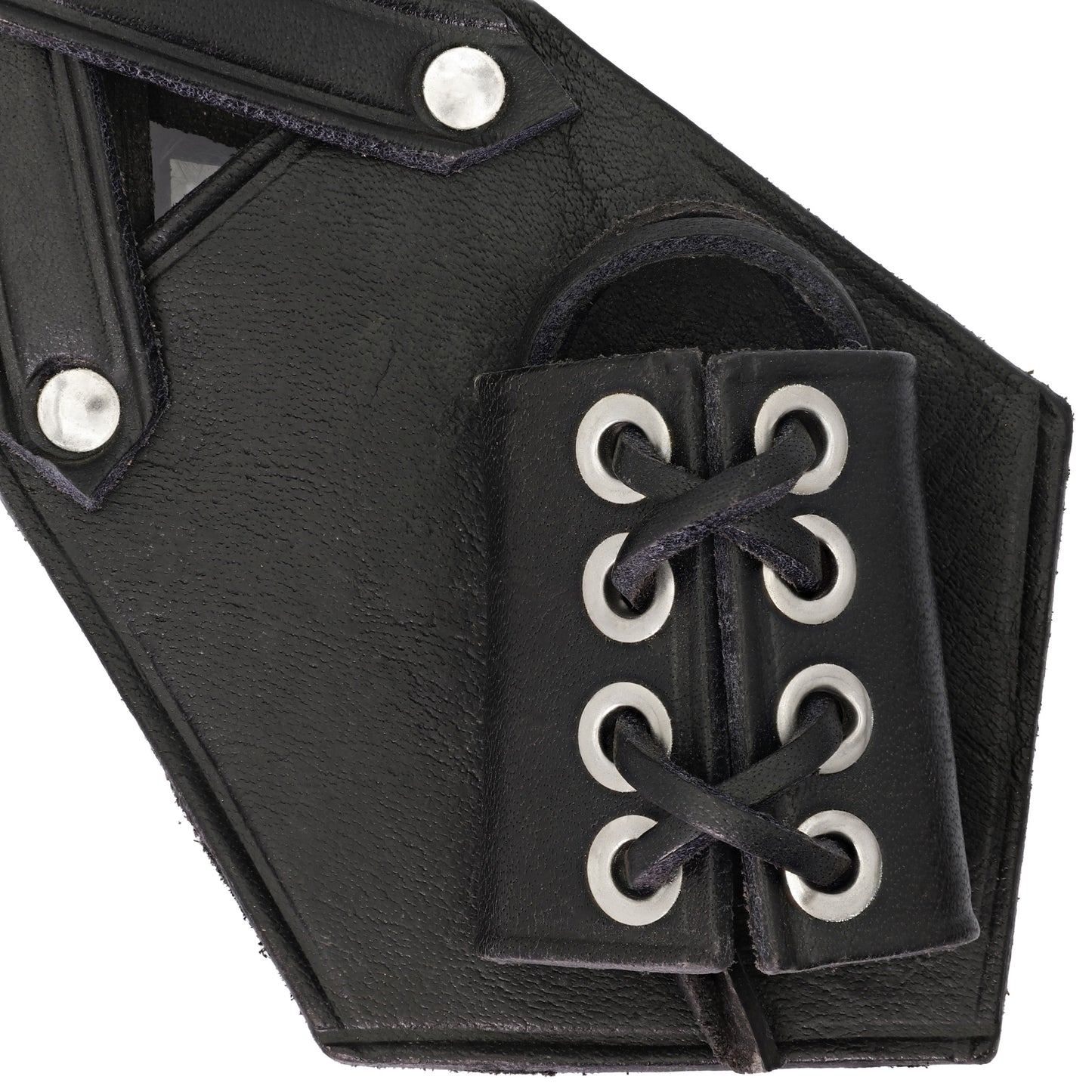 Left-Handed Loyal Support Adjustable Black Genuine Leather Costume Cosplay Functional Belt Holder Dagger Frog