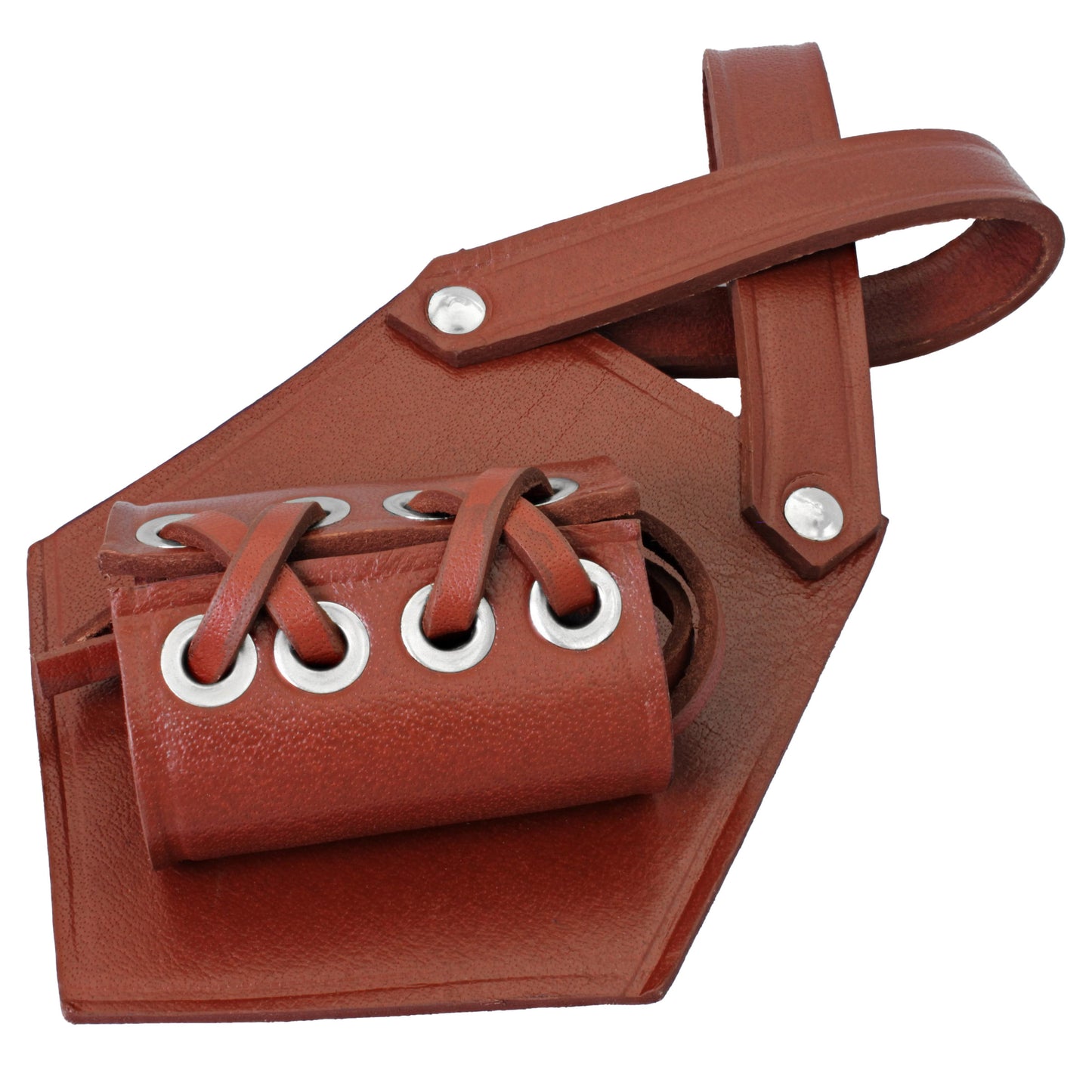 Left-Handed Loyal Support Adjustable Maroon Genuine Leather Costume Cosplay Functional Belt Holder Dagger Frog