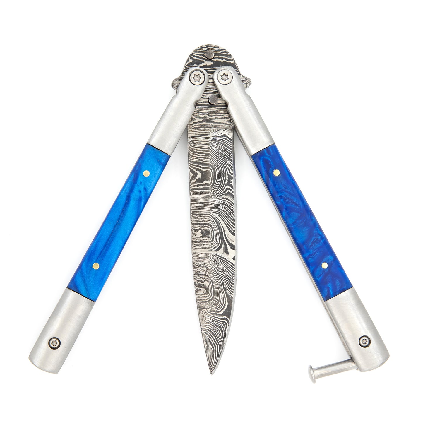 Indigo Swirl Balisong Butterfly Knife Flipper