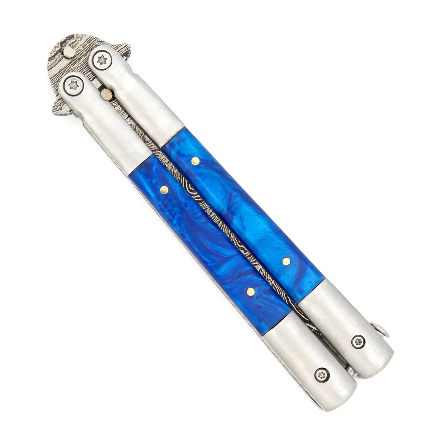 Indigo Swirl Balisong Butterfly Knife Flipper