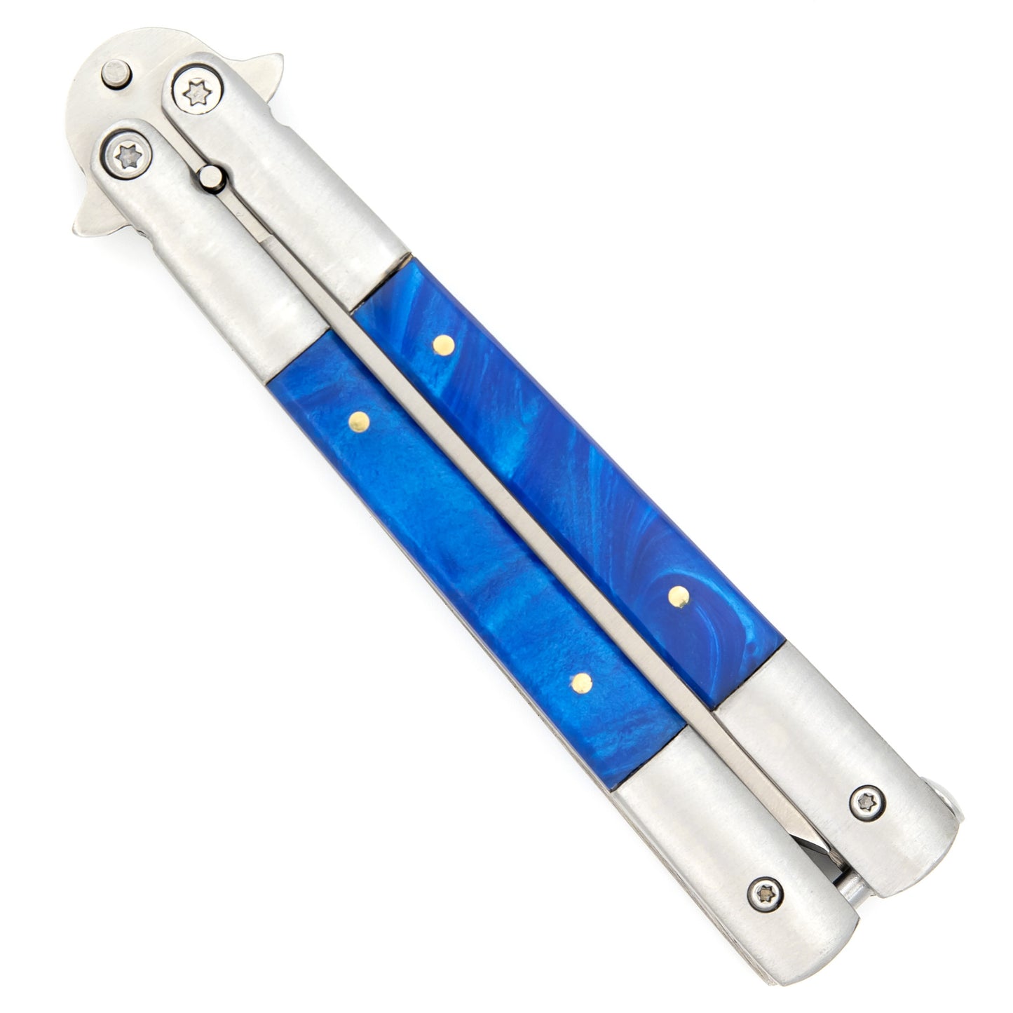 Indigo Swirl Balisong Butterfly Knife Flipper