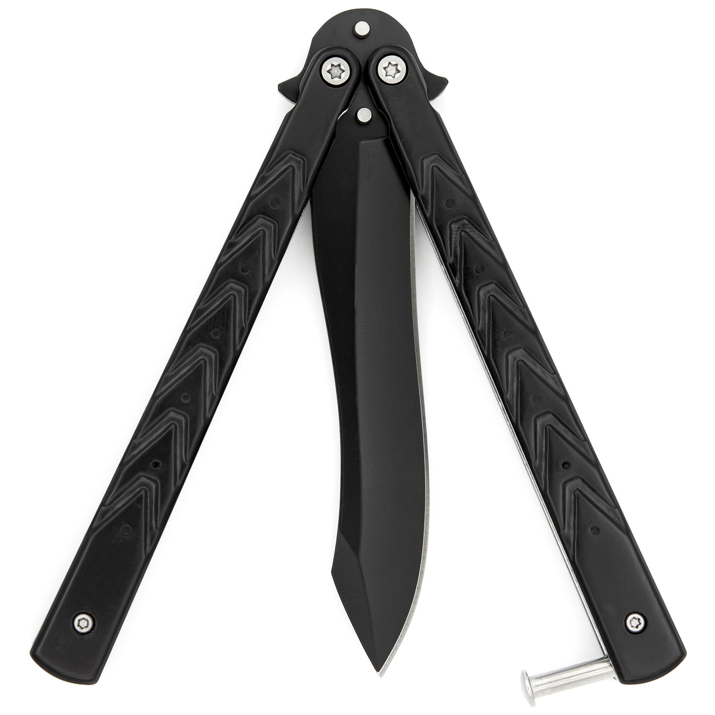 Black Butterfly Balisong Knife with Hard ABS Sheath | Spey Point Blade | Stainless Steel