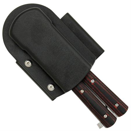 Strike Bold with the Micarta Red & Black Butterfly Knife and ABS Belt Holster