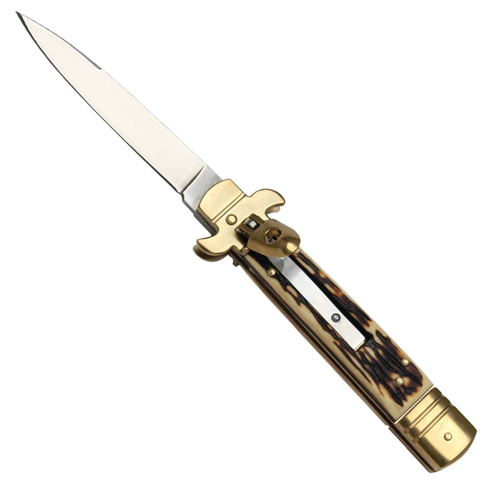 Gentlemans Stiletto Golden Stag Auto Knife