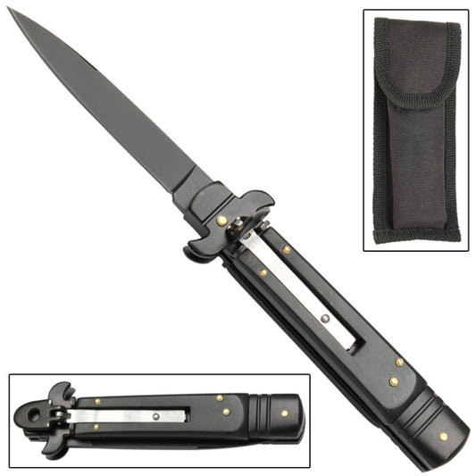 Dark Stiletto Basic Black Automatic Knife