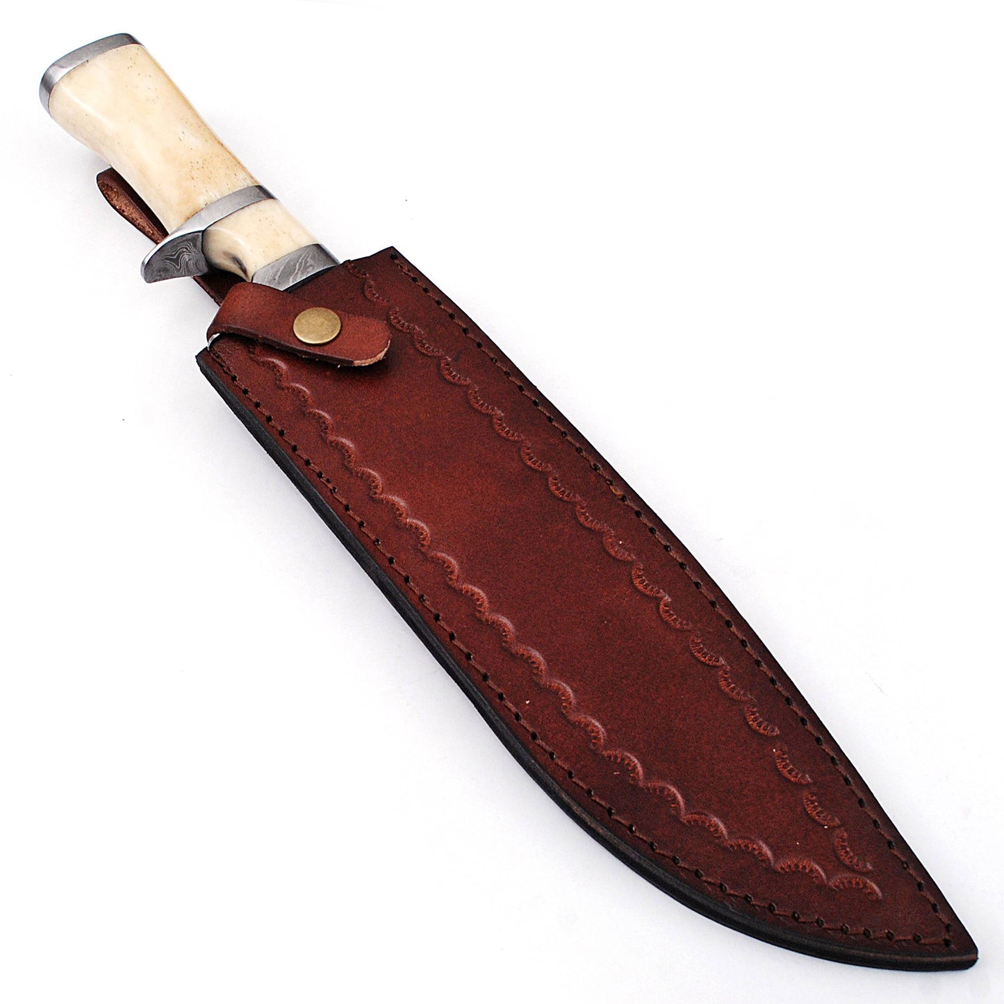 Total Eclipse Damascus Steel Bowie Hunting Knife Sheath Included