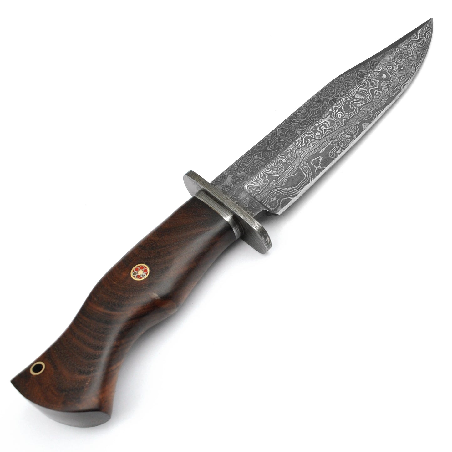 Damascus Steel East Indian Rosewood Handle Fixed Blade Hunting Knife