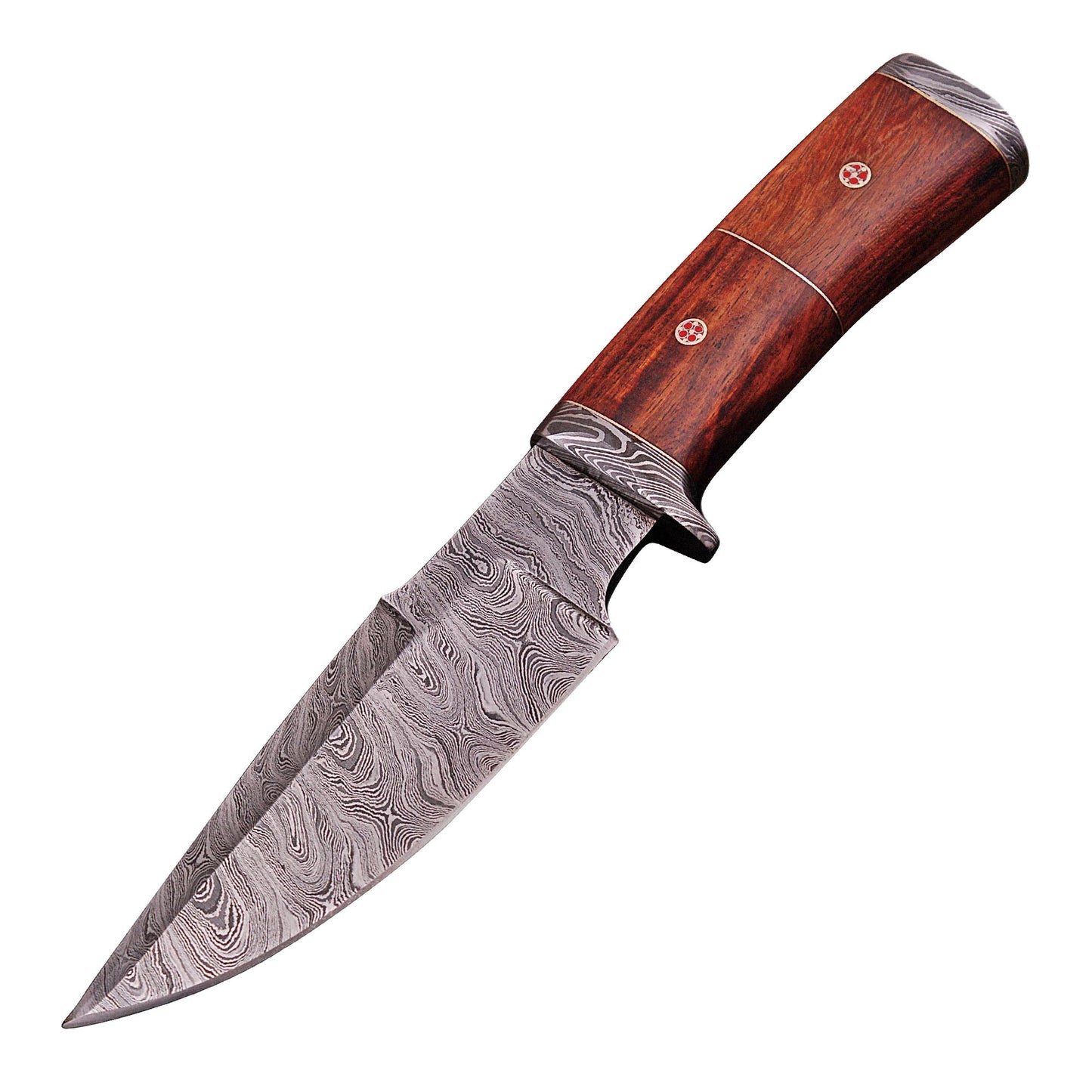 Oracle Woodsman Damascus Steel Hunting Knife Wooden Handle Sheath Included