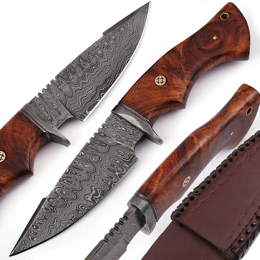 Grimlock Grove Damascus Steel Outdoor Hunting Knife