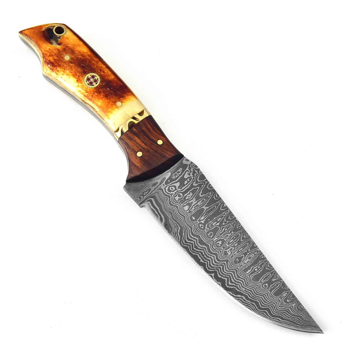 Abandoned Pyre Fixed Blade Damascus Hunt for Life Outdoor Hunting Knife