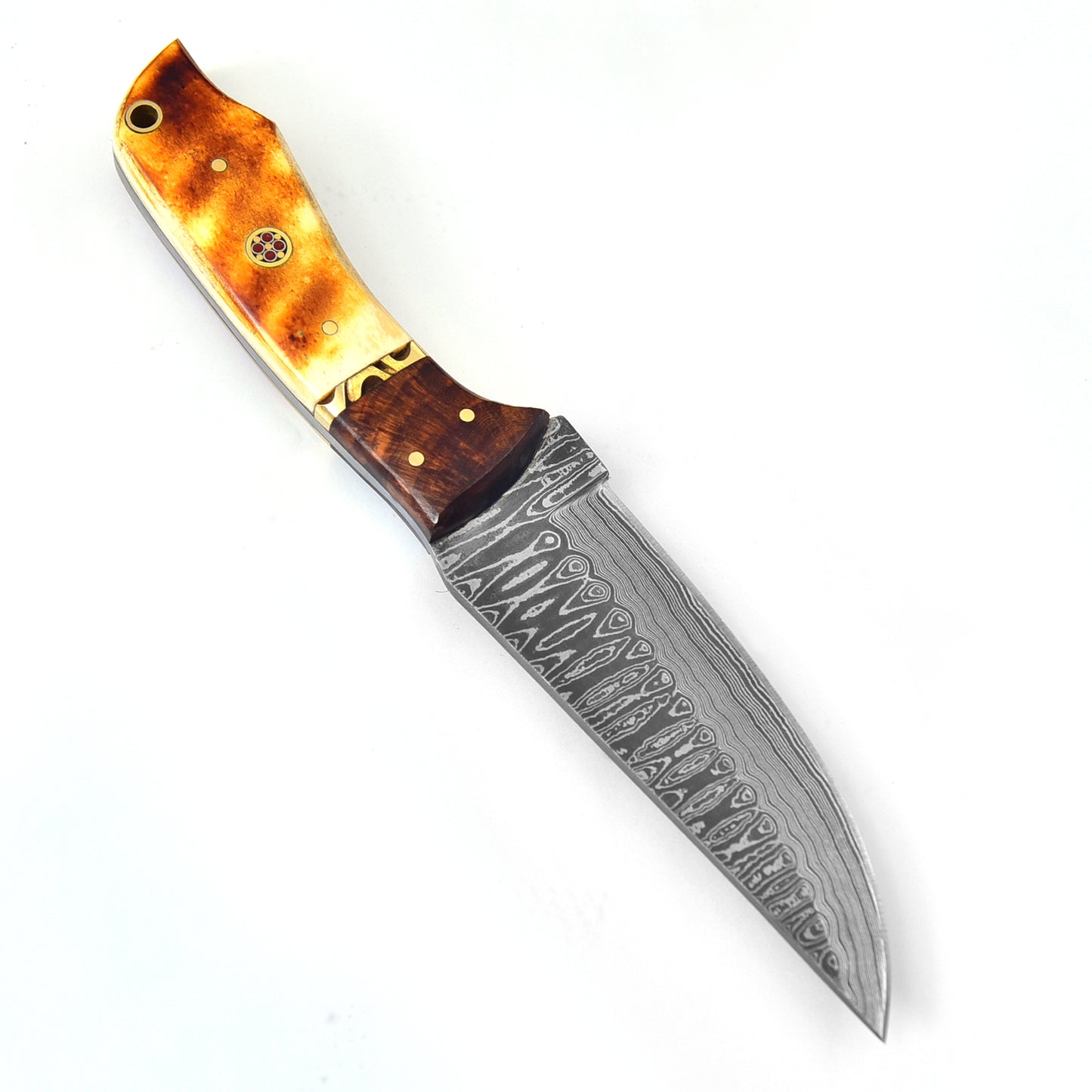 Abandoned Pyre Fixed Blade Damascus Hunt for Life Outdoor Hunting Knife