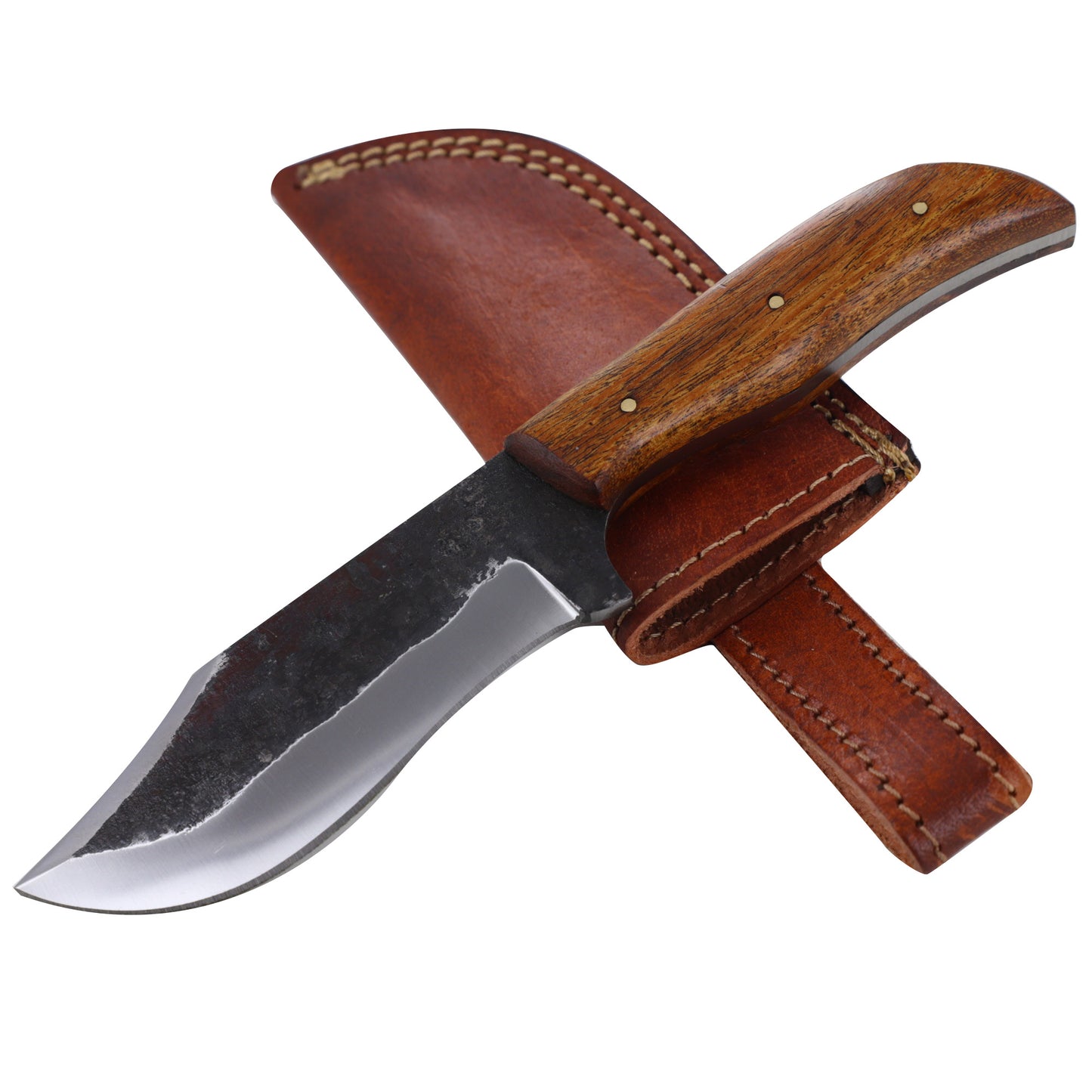 Humble Game Hunting Knife | Full Tang Hardwood Handle Clip Point Sharpened Functional Hand Forged Outdoor Fishing High Carbon Steel Blade