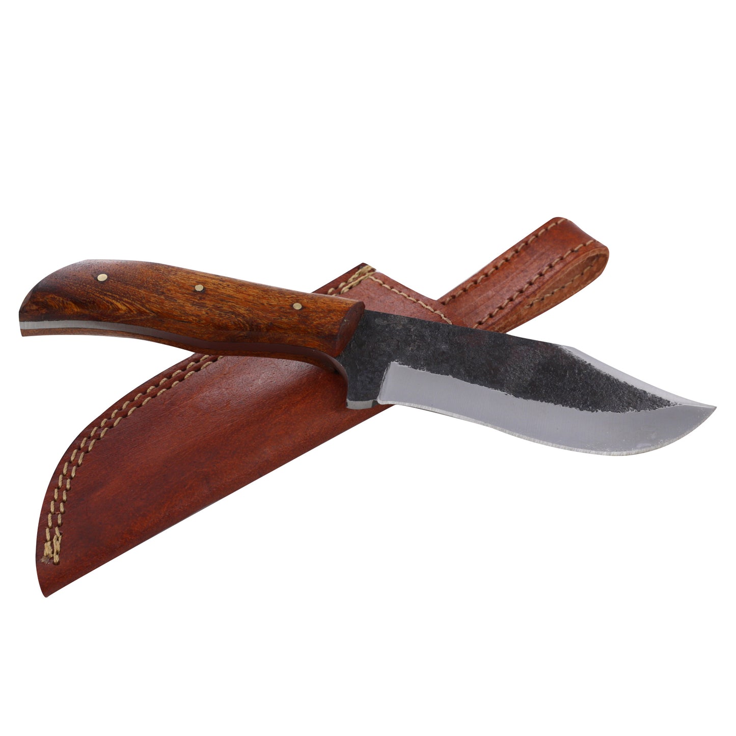 Humble Game Hunting Knife | Full Tang Hardwood Handle Clip Point Sharpened Functional Hand Forged Outdoor Fishing High Carbon Steel Blade