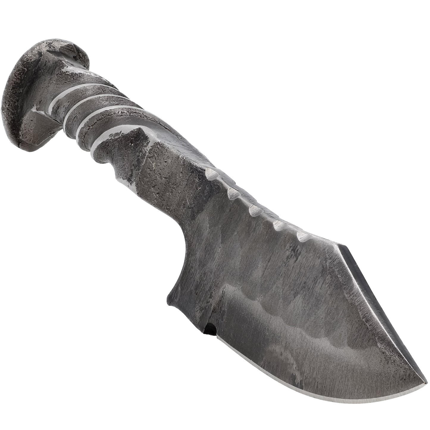 Jagged Cliffside Full Tang Twisted Handle Diamond Pattern Clip Point Blade Hiking Camping Hunting Railroad Spike Knife