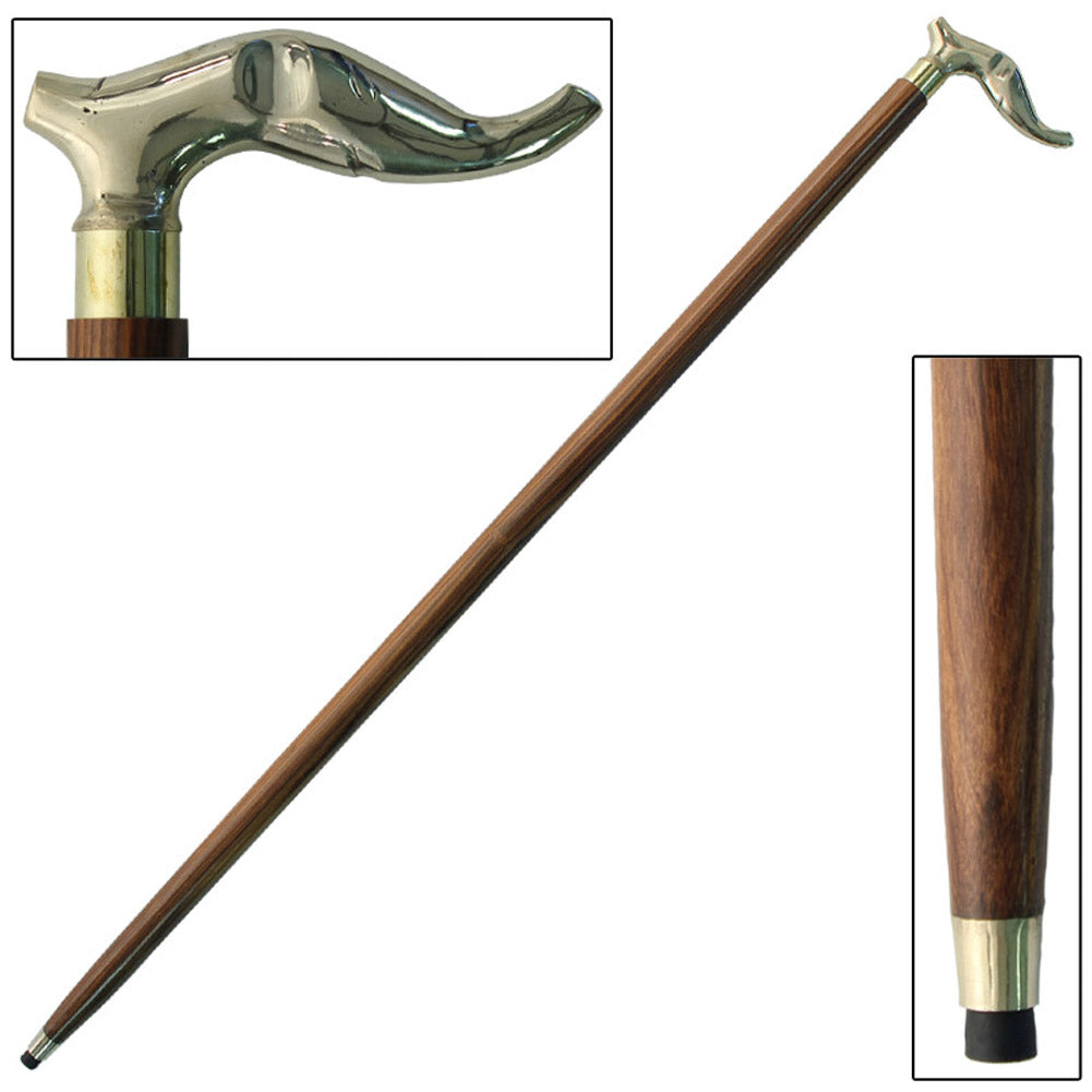 Brass Elephant Head Sheesham Grip Cane