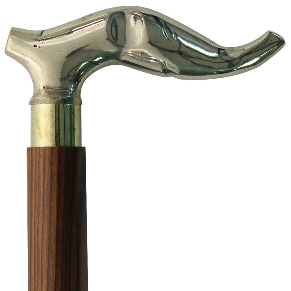 Brass Elephant Head Sheesham Grip Cane