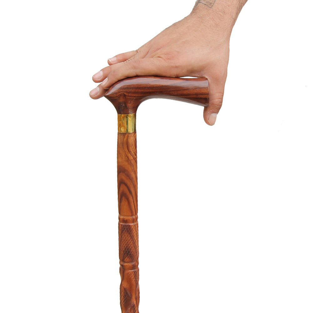 Art Deco Sheesham Wooden Walking Cane