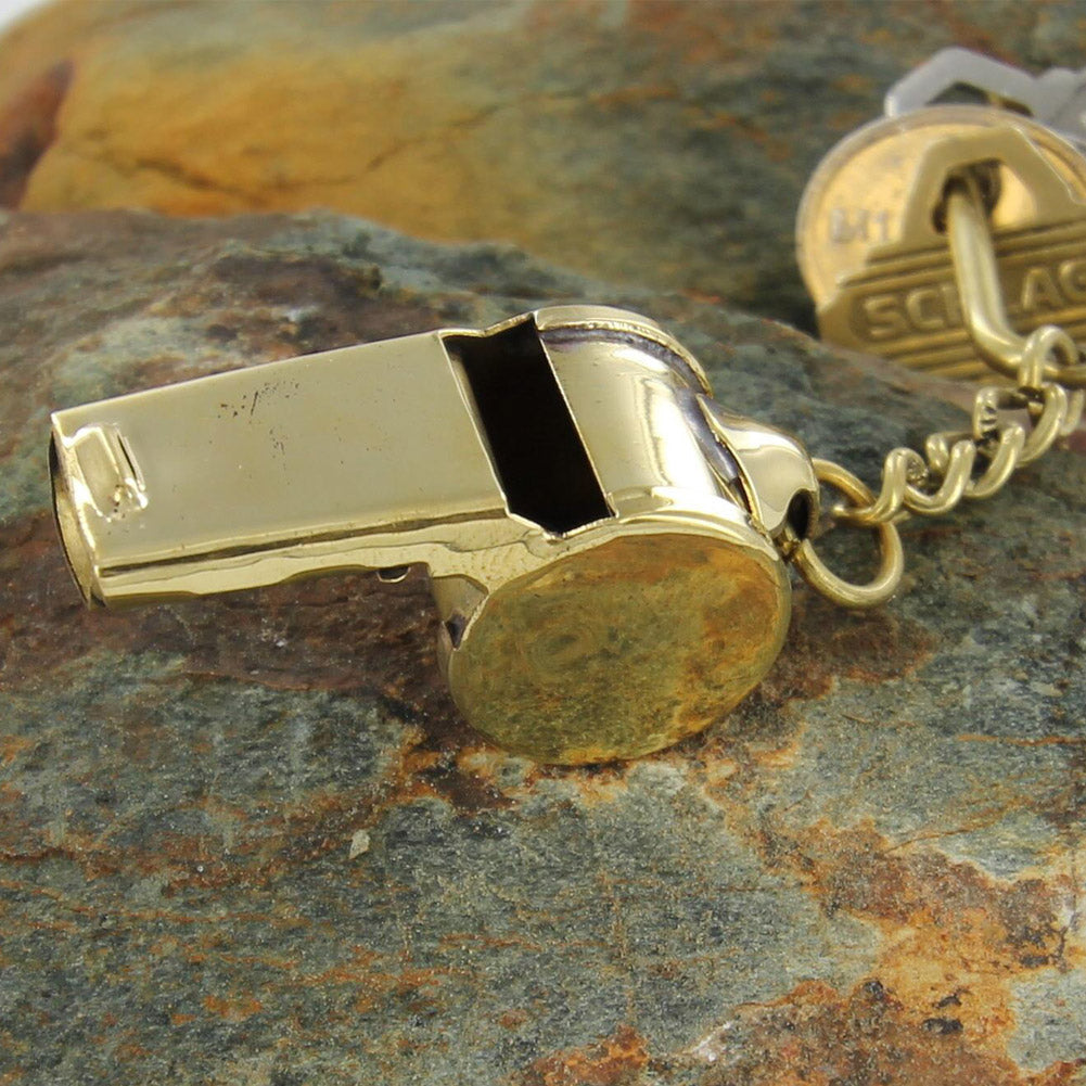 Functional Ruckus Brass Whistle Keychain