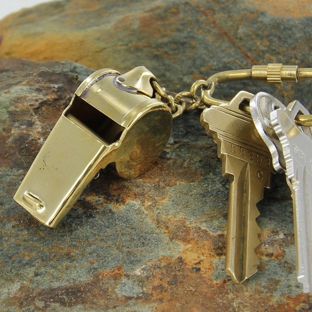 Functional Ruckus Brass Whistle Keychain