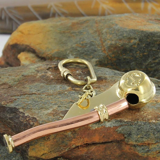 Bosuns Nautical Mariner Whistle Brass Keychain