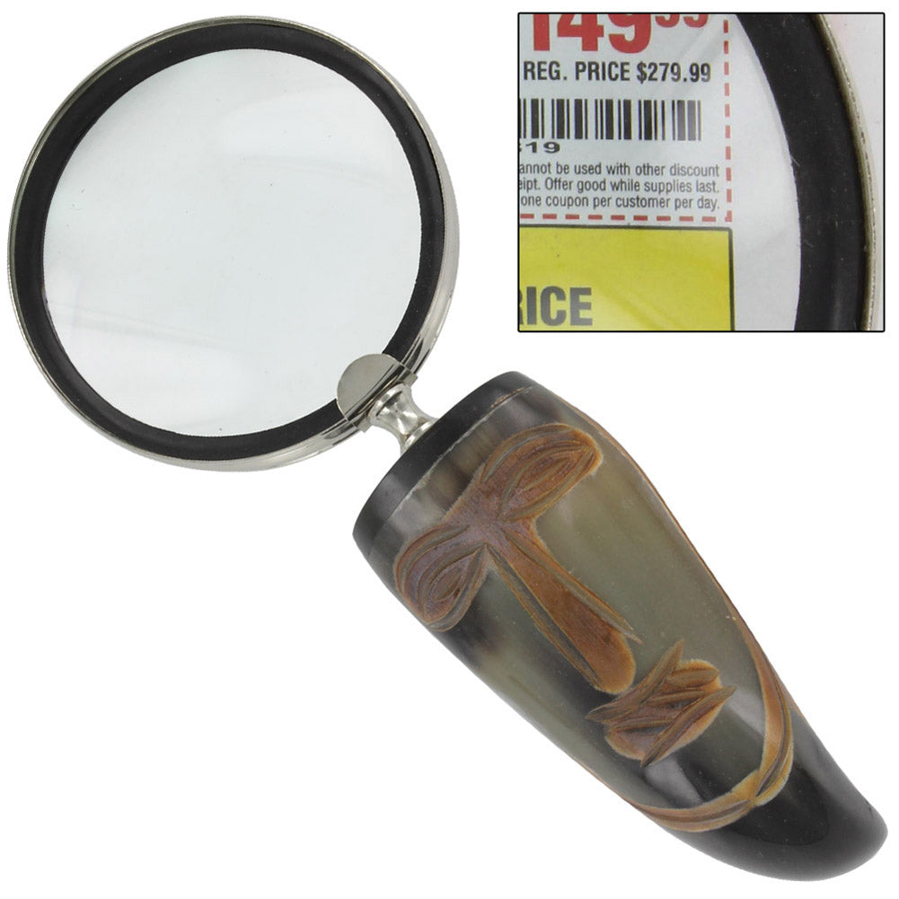 Vroulike Tribal Cow Horn Executive Magnify Glass Desk Accessory