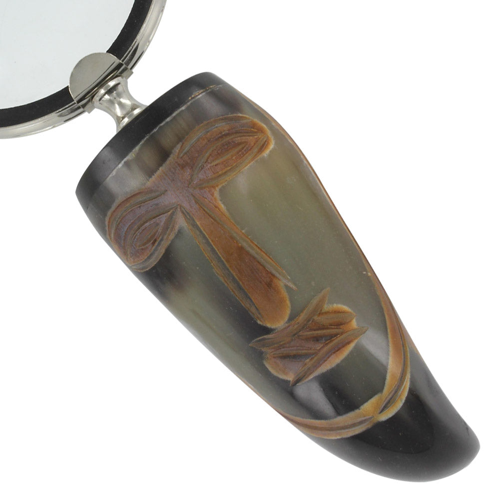 Vroulike Tribal Cow Horn Executive Magnify Glass Desk Accessory