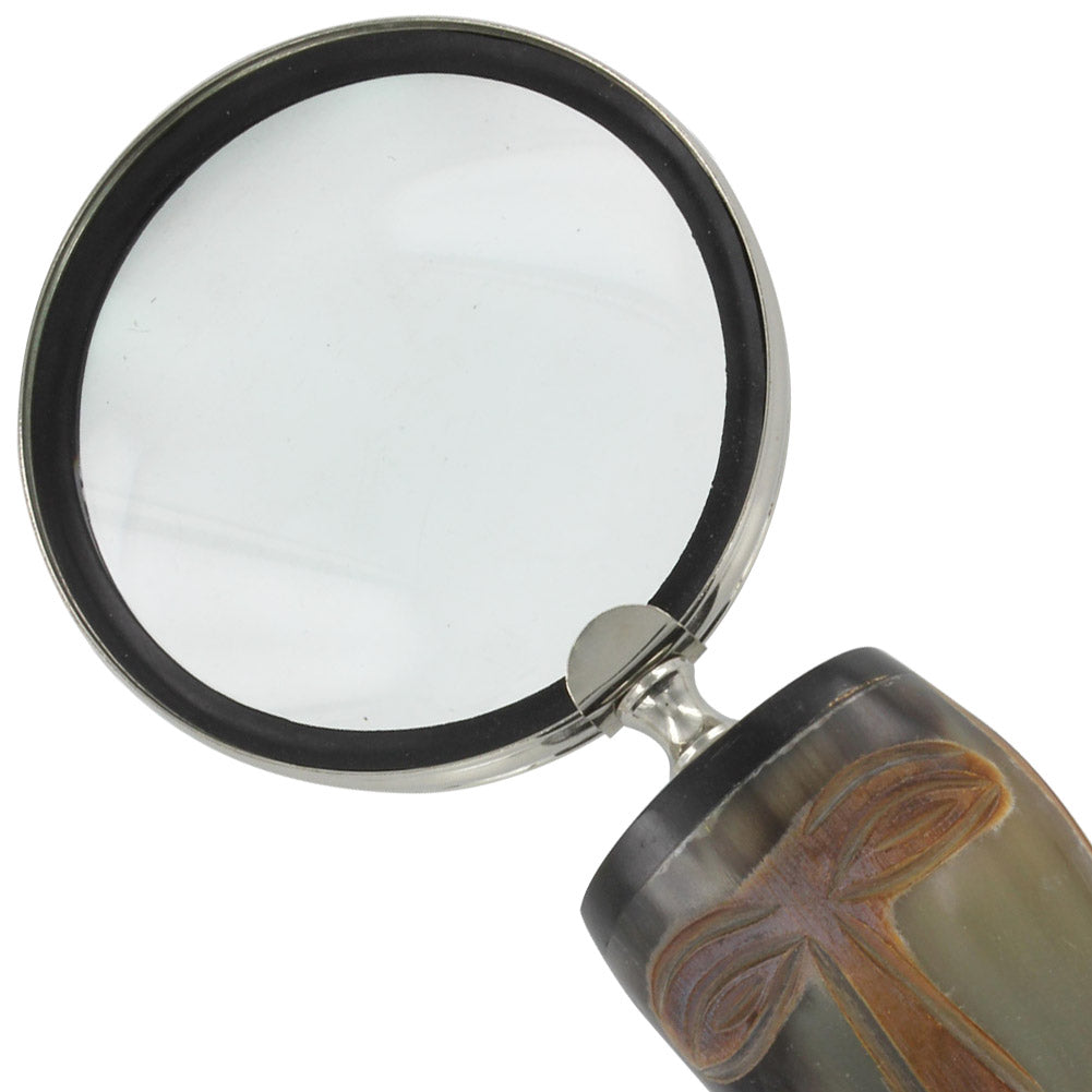 Vroulike Tribal Cow Horn Executive Magnify Glass Desk Accessory