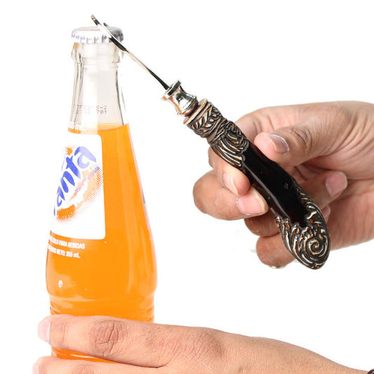 Elegantly Carved Hand Polished Horn Bottle Opener