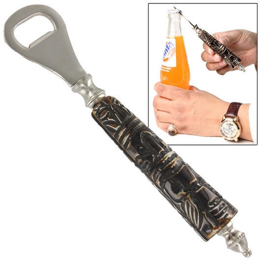 Tribal Lines Hand Polished Horn Bottle Opener